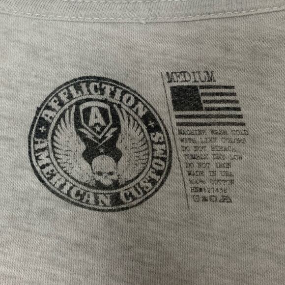 Affliction women's size medium gray tee short sleeve deep v neck y2k bling - Picture 2 of 8